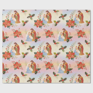 Florale Heilige Familie Weihnachten TMF26 Geschenkpapier