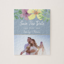Florale Hochzeit spart das Datum des Puzzles