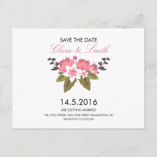 Florale Hochzeit Speichern Sie das Datum Postkarte