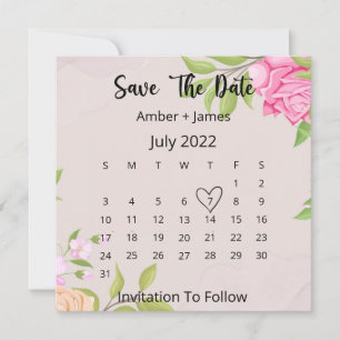 Florale Hochzeit speichert die Datumsflatterkarte Einladung