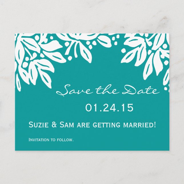 Florale Hochzeitmuster Ankündigungspostkarte (Vorderseite)