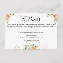 Florale Hochzeitsdetails Einlegen Karte Gold Abend