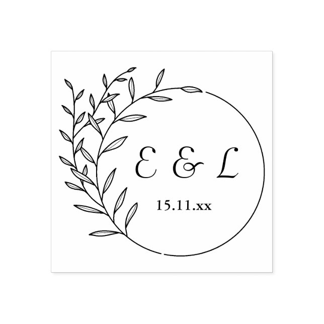 Florale-Initialen-Personalisierung Gummistempel (Prägung)