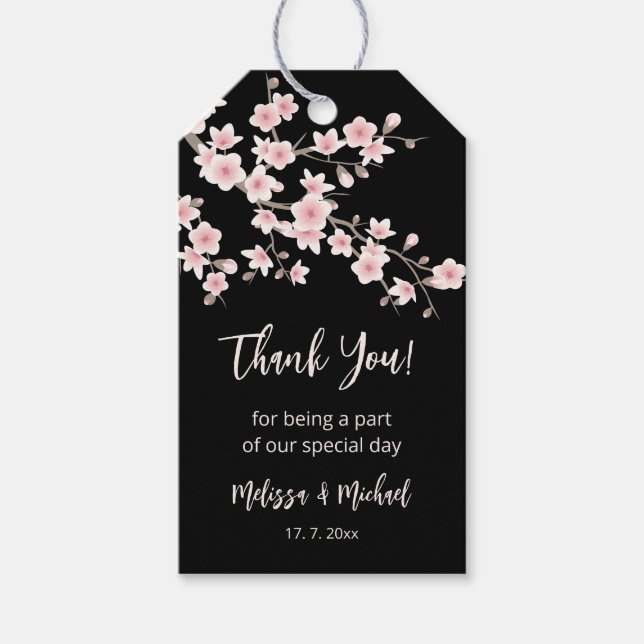 Florale Kirschblüten Danke Geschenkanhänger (Vorderseite)