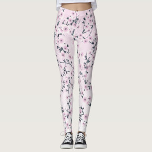 Florale Kirschblüten Rosa Leggings