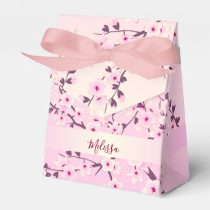 Florale Kirschblüten Rosa Monogramm Geschenkschachtel