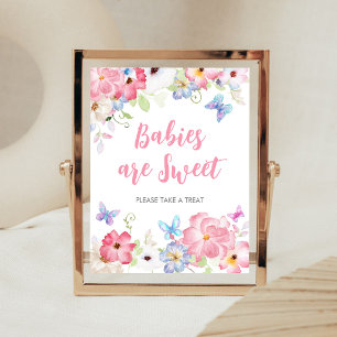 Florale kleine Schmetterlingsbabys sind süße Anzei Poster