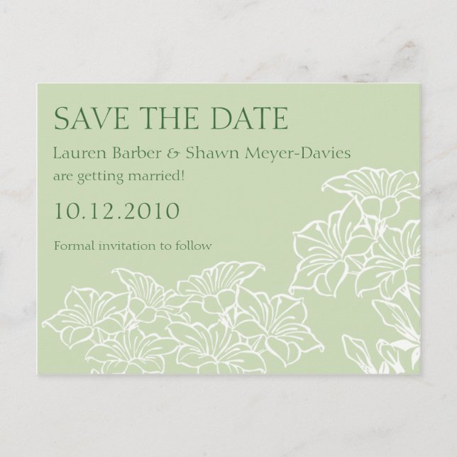 Florale Konturen Save the Date Postkarte (Vorderseite)