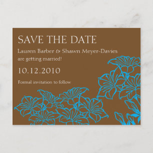 Florale Konturen Save the Date Postkarte