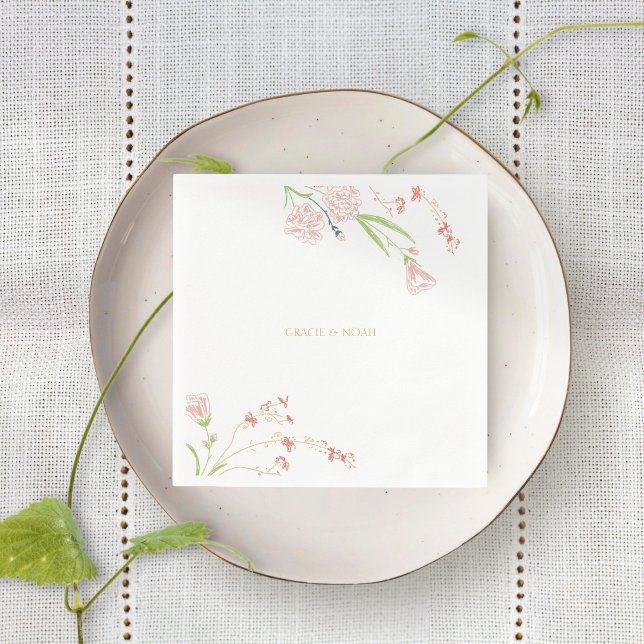 Florale Koralle Pink & Creme Floral Serviette (Von Creator hochgeladen)