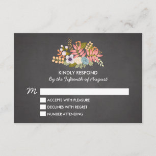 FLORALE KREIDETAFEL HOCHZEITRSVP-EINLAGE RSVP KARTE