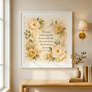 Florale Kunst Wasserfarbe Christliche Bibelvers Poster