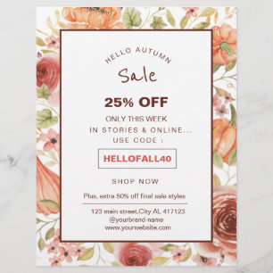 florale Kürbis Herbstverkaufsförderung  Flyer