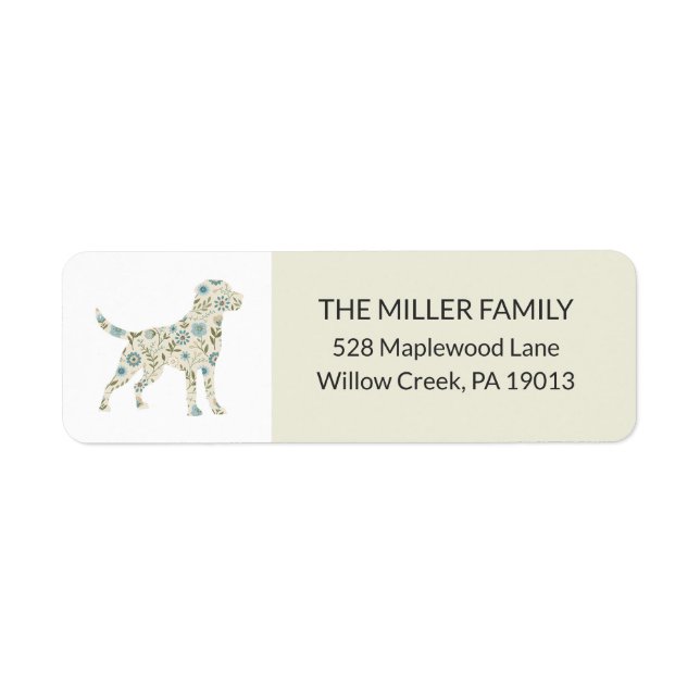 Florale Labradoodle-Hund-Silhouette-Adresse (Vorne)