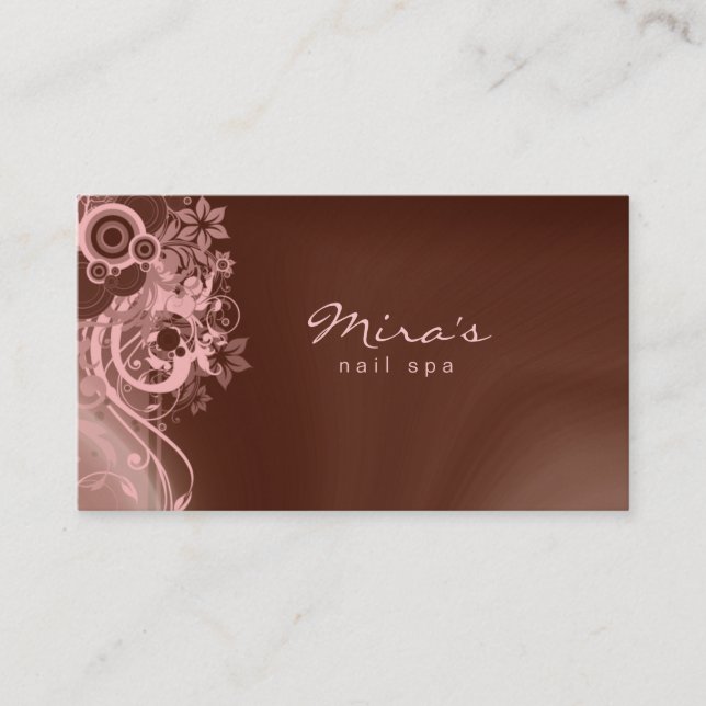 Florale Landschaft der Business Card Braunrosa Visitenkarte (Vorderseite)