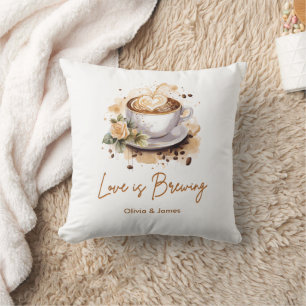 Florale Liebe brodelt Brauner Kaffee Thema   Kissen