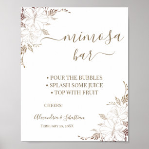 Florale Linien Mimosa-Bar-Brautabschiedsschild Poster