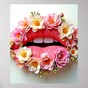 Florale Lippenkunst Poster