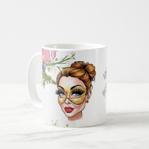 Florale Maskerade-Schönheitsillustration  Kaffeetasse