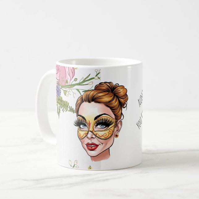 Florale Maskerade-Schönheitsillustration  Kaffeetasse (Vorderseite Links)