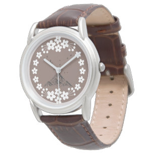 Florale Minimaluhr   Elegante neutrale Armbanduhr