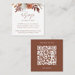 Florale moderne Hochzeitswebsite QR-Code RSVP zum Begleitkarte