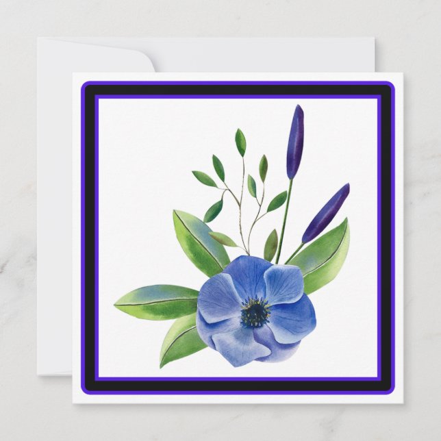 FLORALE MODERNE, INTÉRIEUR BLANC, CARTE CARRÉ (Devant)