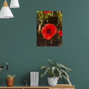 Florale Mohn-Träumerin – Botanische Fantasy-Kunst Poster