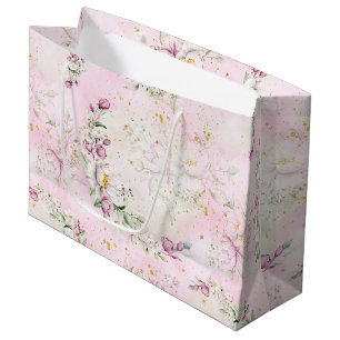 Florale Mond Rosa Babyparty Große Geschenktüte