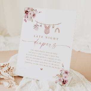 Florale nächtliche Windel-Baby-Party-Aktivität Sockelschild
