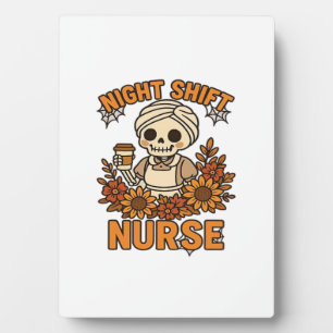 Florale Nachtschicht Krankenschwester Skelett Hall Fotoplatte