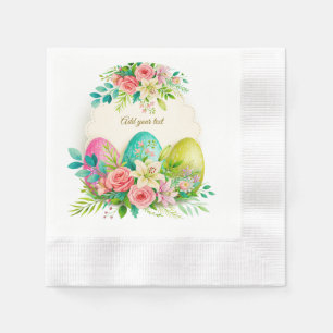 Florale Ostereier & Wasserfarbe Rosa Rosen Serviette