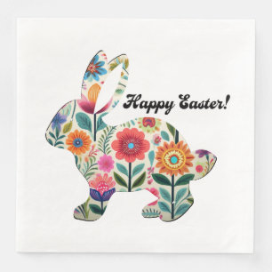Florale Osterhasen-Silhouette personalisierbar Serviette