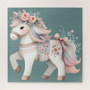 Florale Pastell-Pferd-Fantasy-Illustration