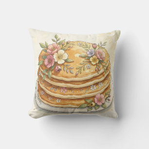 Florale Pfannkuchen-Stapel Wasserfarbe Kissen
