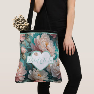 Florale Pfingstrosen mehrfarbig Druck Braut Tote T Tasche