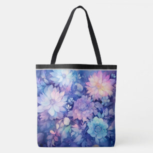 Florale Pfingstrosen mehrfarbige blaue Druck-Tasch Tasche