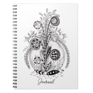 Florale Pflanze im Tangle Design -  Notizblock