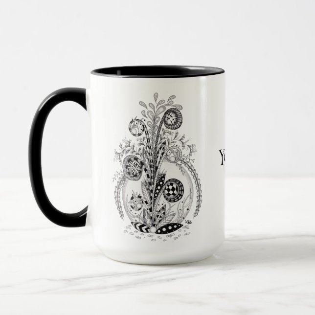 Florale Pflanze im Tangle Design -  Tasse (Links)