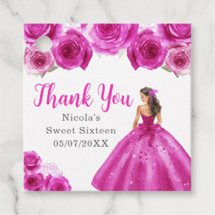 Florale Prinzessin im heißrosa Kleid Sweet Sixteen Geschenkanhänger