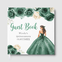 Florale Prinzessin in dunkelgrünem Kleid Quinceane