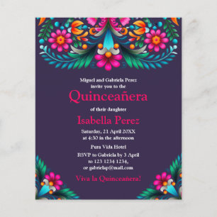 Florale Quinceanera Lila Mexikanische Fiesta Gebur Flyer