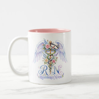 Florale RN examinierte Pflegefachkraft Engel Flüge Zweifarbige Tasse