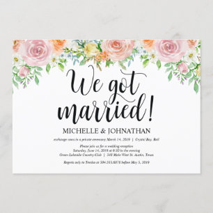 Florale Romantik-Elopement-Empfangs-Einladungskart Einladung