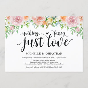 Florale Romantik-Elopement-Empfangseinladungskarte Einladung