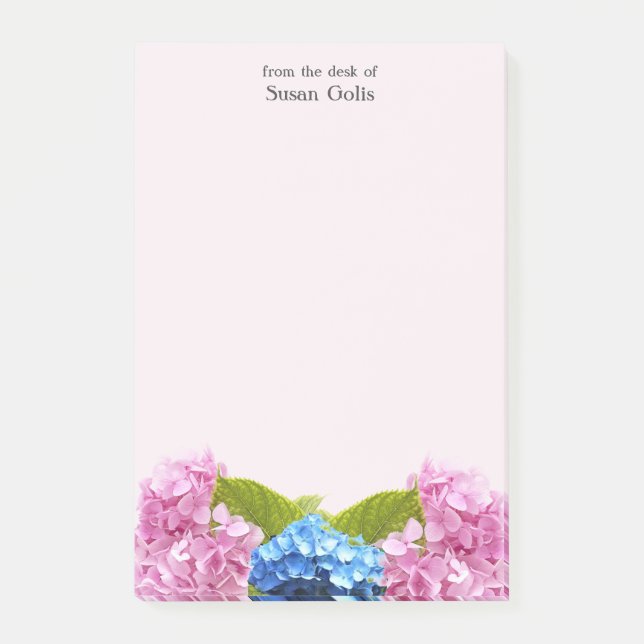 Florale rosa Hortensie Home Office  Post-it Klebezettel (Vorderseite)