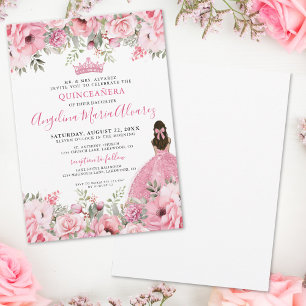 Florale Rosa Quinceanera Einladung