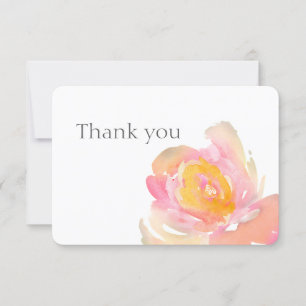 Florale Rose Aquarell danke. Blumenkarte Einladung