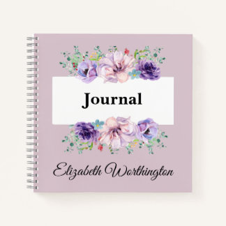 Florale Rose Aquarelldruckschrift Notizbuch