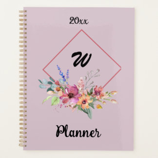 Florale Rose Aquarelldruckschrift Planer
